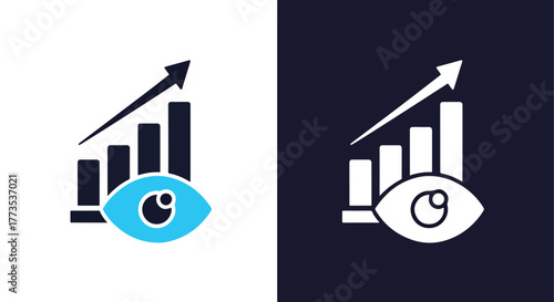 Market growth vision monitoring icon - Vector icon symbol for website - Icon vector - Blue icon vector