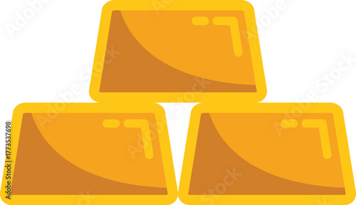 This illustration shows three gold bars stacked in a pyramid shape, often used to represent wealth, success, and financial security