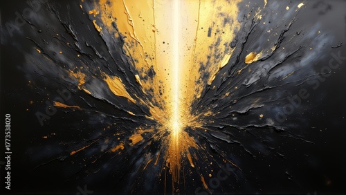 Abstract Golden Explosion on Dark Background