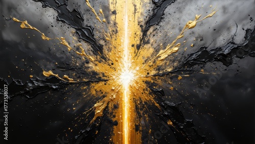 Bold Splash of Gold Against Black Surface