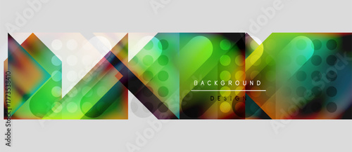 Abstract geometric pattern. Vibrant colors blend, creating modern background design. Shapes overlap, forming dynamic composition.