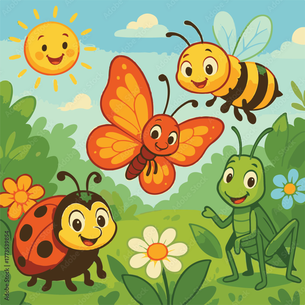 Fototapeta premium cartoon vector images of insects