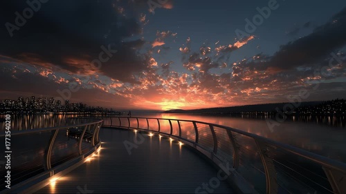City Lakeside Sunset Reflects Future Development