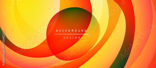Abstract vibrant layers create dynamic flow. Warm colors dominate, forming circular patterns. Text reads background design. Modern visual presentation.