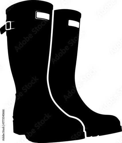 Iconic wellington boots silhouette for outdoor adventures vector