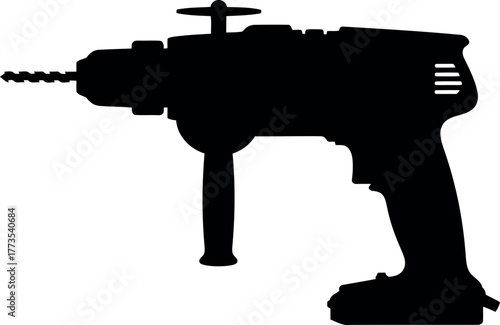 Silhouette power drill tool construction repair diy icon vector