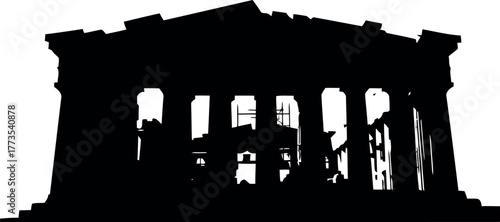 Parthenon silhouette ancient greek architecture landmark athens landmark icon vector