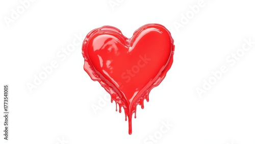 Red Heart Shape Dripping Liquid Paint
