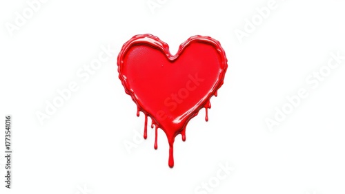 Red Heart with Dripping Paint Effect