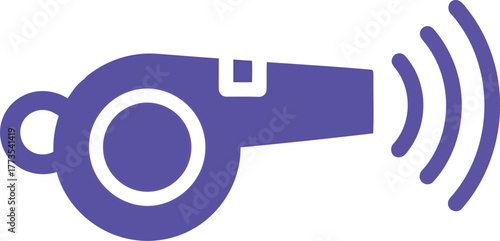 Purple whistle icon sound waves sport referee game signal vector