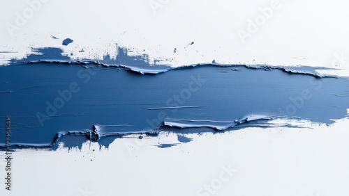 Blue Paint Stroke on White Background