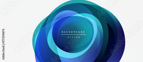 Abstract circular design. Layers create depth, using blue, teal hues. Text reads background design within central circle.
