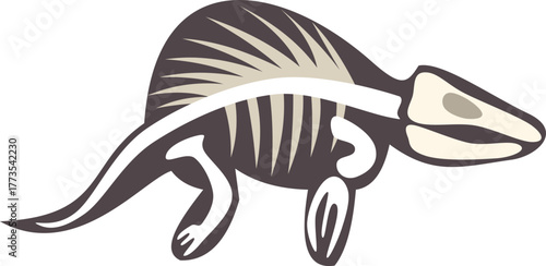 Lystrosaurus skeleton walking, side view, paleontology and prehistoric life concept