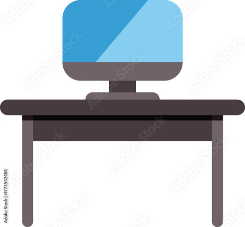 Contemporary workspace featuring a sleek computer monitor on a sturdy desk, ideal for productive work or creative endeavors