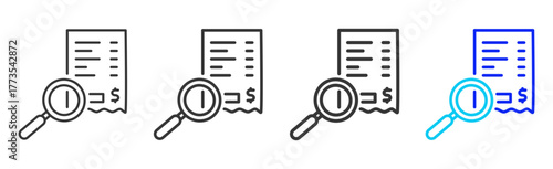 Expense Tracking icon set collection in creative outline style for business featuring smooth line variation suitable for financial freedom strategy and digital growth