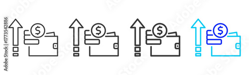 Passive Income icon set collection in creative outline style for business featuring smooth line variation suitable for financial freedom strategy and digital growth