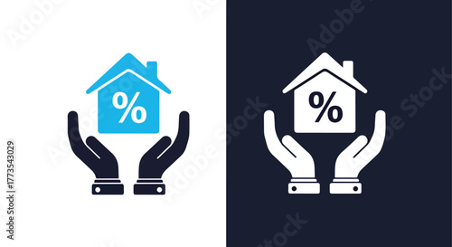 Home mortgage rate insurance concept - Vector icon symbol for website - Icon vector - Blue icon vector