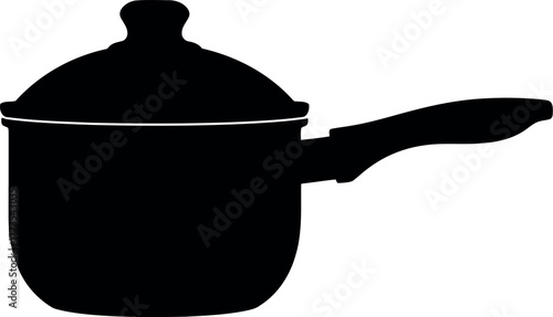 Simple silhouette cooking pot with lid and handle for kitchen and food design vector