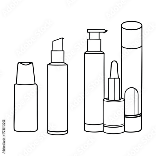 Vector Illustration of Makeup Products Arranged Neatly