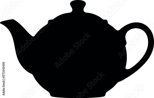 Elegant teapot silhouette classic kitchenware beverage container vector
