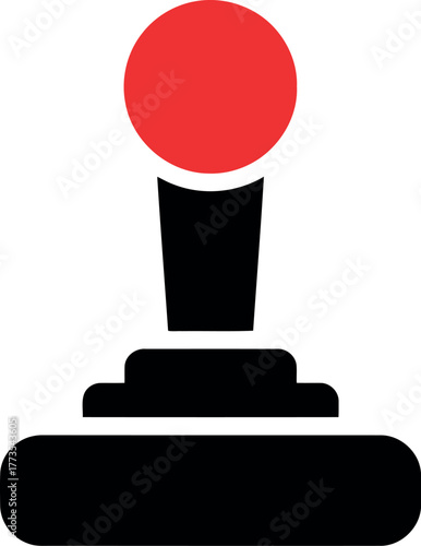 Retro arcade joystick red top control stick game play vintage technology vector