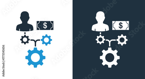 Business process automation workflow icon - Vector icon symbol for website - Icon vector - Blue icon vector
