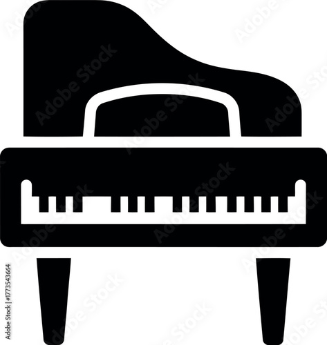 Elegant grand piano silhouette musical instrument for performance and art vector