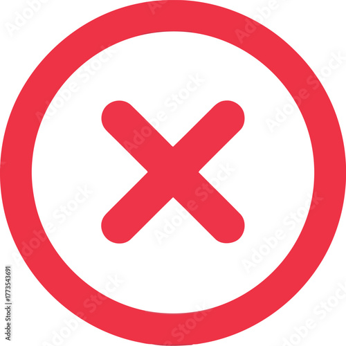 Red circle with red cross symbol negative mark wrong choice vector
