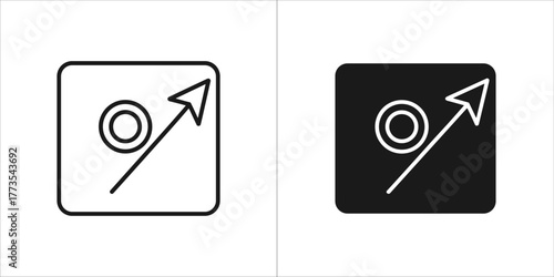 Two icons representing progress and growth, one in outline and one in solid black