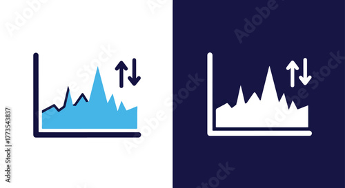 Volatility and fluctuation chart icon - Vector icon symbol for website - Icon vector - Blue icon vector