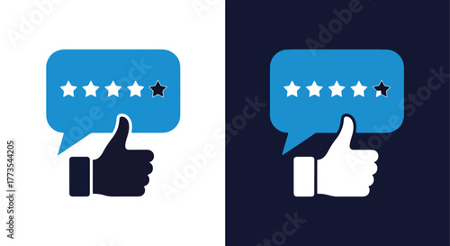 Excellent review rating feedback icons - Vector icon symbol for website - Icon vector - Blue icon vector