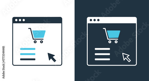Online shopping ui ux concept icon - Vector icon symbol for website - Icon vector - Blue icon vector