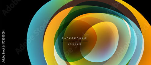 Abstract layers create circular design. Vibrant colors blend, forming dynamic visual effect. Modern background suitable for various projects.