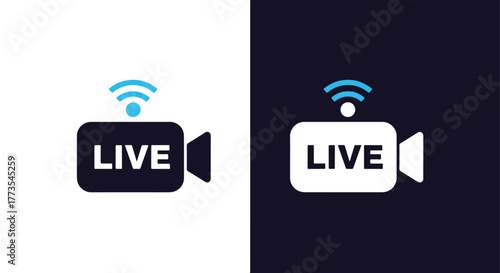 Live streaming broadcast camera icon - Vector icon symbol for website - Icon vector - Blue icon vector