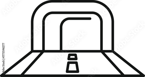 Minimalist vector illustration of a road going through a tunnel, representing transportation infrastructure
