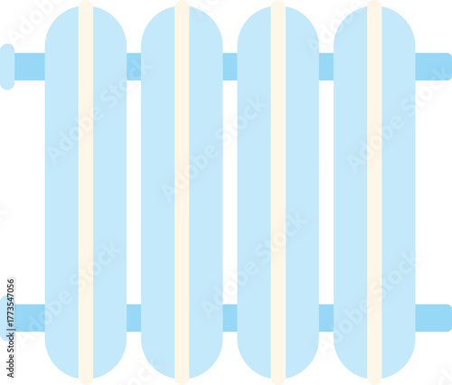 Blue radiator providing warmth during cold winter days, ensuring comfortable temperature inside