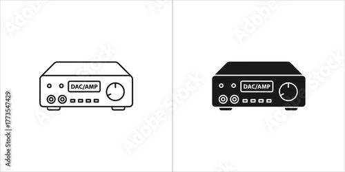Outline and solid black icon of an audio receiver