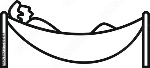 Person relaxing lying in hammock on white background