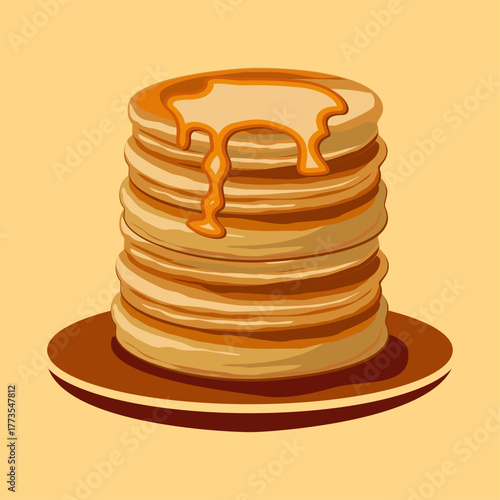 Pancakes logo vector illustration template. Simple design icon hand draw