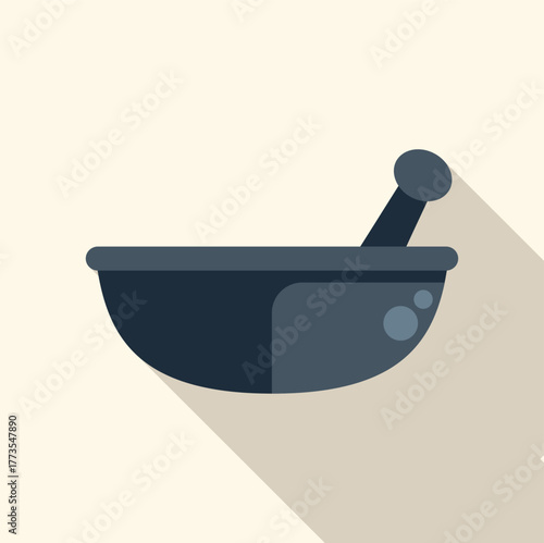 Mortar and pestle crushing ingredients, used for cooking, medicine preparation, or other purposes