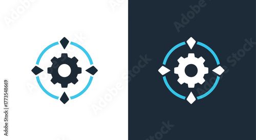 Gear settings crosshair icon concept - Vector icon symbol for website - Icon vector - Blue icon vector