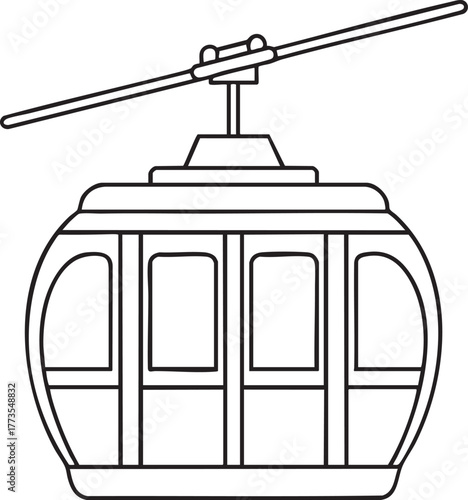 Cable car gondola line drawing illustration representing scenic aerial travel design concept
