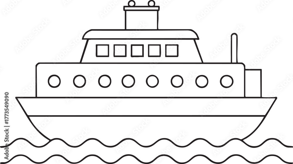 Fototapeta premium a ferry boat sails across calm waters