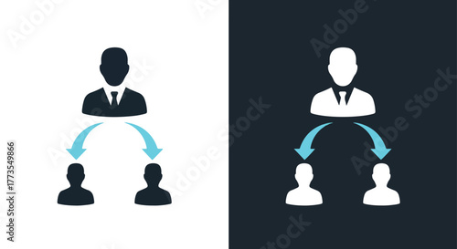 Management delegation system concept - Vector icon symbol for website - Icon vector - Blue icon vector