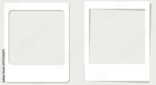 Collection of empty photo frames with blank instant picture templates. Perfect for photography, album, gallery, memory, mockup, or decoration use in print and digital design projects. vector,icons