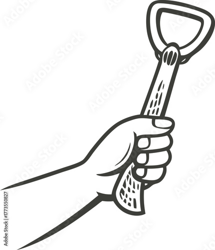 Hand holding a bottle opener silhouette