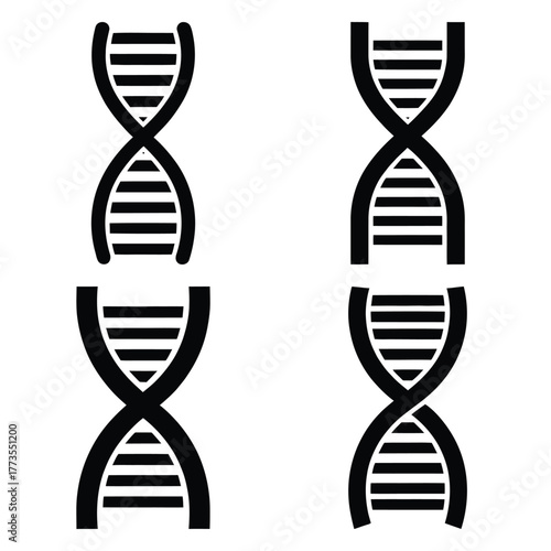 dna  icon vector set and silhouette collection.