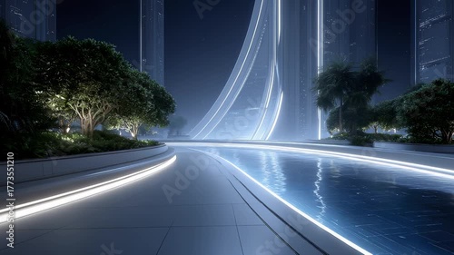 Futuristic City with Technological Architecture and Harmonious Coexistence with Parks