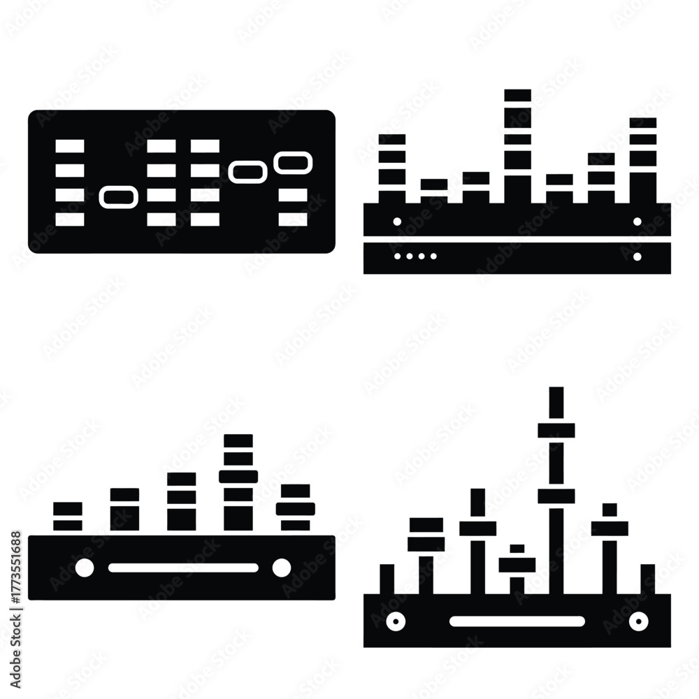 Obraz premium equalizer icon vector set and silhouette collection.