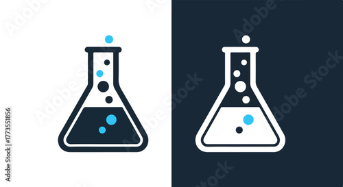 Chemistry lab conical flask icon set - Vector icon symbol for website - Icon vector - Blue icon vector
